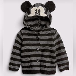 Disney Baby gap black/gray Mickey Mouse cardigan sweater jacket - size 3-6 mo